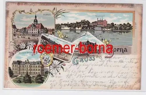 81638 Ak Lithographie Gruß aus Borna Post, Brauerei usw. 1900