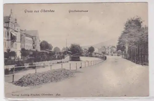 89294 AK Gruss aus Olbernhau - Grünthalerstrasse, Straßenansicht 1906