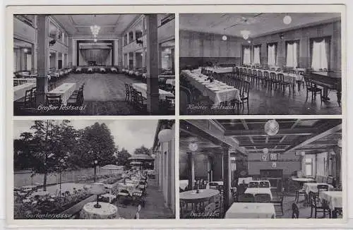 89850 AK Leipzig - Löwenpark, Großer Festsaal, Gaststube, Gartenterrasse um 1930