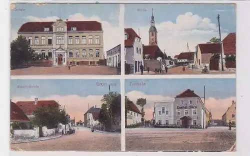 85267 AK Gruss aus Zeithain - Bahnhofstraße, Schule, Kirche & Gasthof Stern 1932