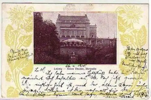 09992 Ak Leipzig Neues Theater Rückseite 1900