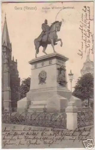 16023 Ak Ger Reuss Kaiser Wilhelm Denkmal 1913