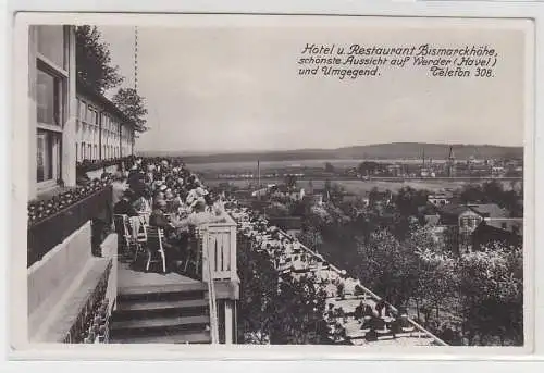 68677 Ak Hotel & Restaurant Bismarckhöhe Aussicht auf Werder 1936