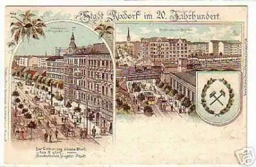 06936 Ak Lithographie Stadt Rixdorf im 20. Jh. 1900