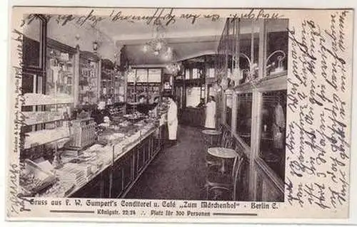 57983 Ak Gruß aus F.W. Gumperts Conditorei und Cafè "Zum Märchenhof" Berlin 1908