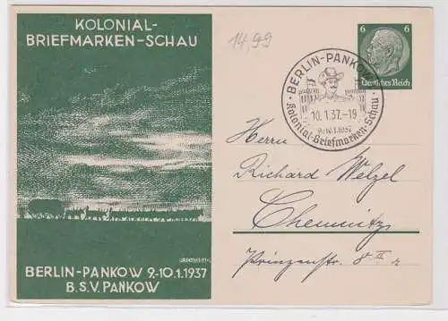 90411 Ganzsachen AK Kolonial-Briefmarken-Schau Berlin Pankow 9.-10. Januar 1937