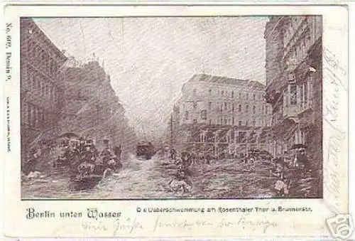 07649 Ak Berlin unter Wasser Brunnenstrasse 1902