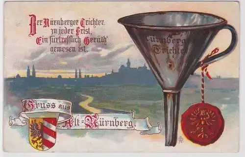 63367 Ak Gruß aus Alt-Nürnberg Nürnberger Trichter 1913