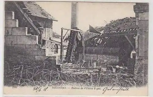 54541 Feldpost Ak Soissons Ruines de l´Usine á Gaz 1918