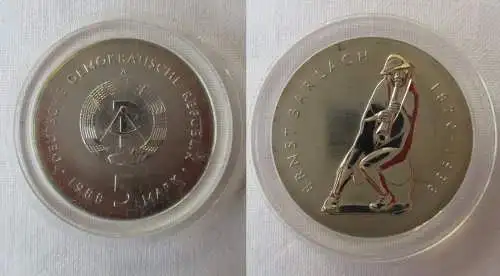 DDR Gedenk Münze 5 Mark Ernst Barlach 1988 Stempelglanz (168233)