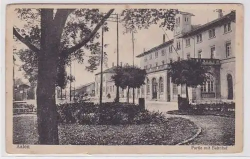 91406 AK Aalen - Partie mit Bahnhof vom Park aus 1926