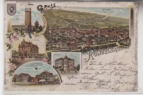 71562 Ak Lithografie Gruss aus Künzelsau mit Wart-Turm usw. 1905