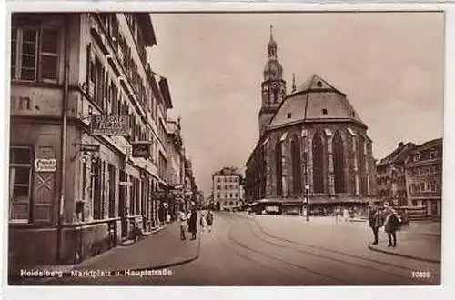 41539 Ak Heidelberg Marktplatz und Hauptstrasse um 1930