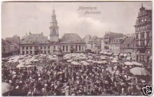 18675 Ak Mannheim Marktplatz am Markttag 1913