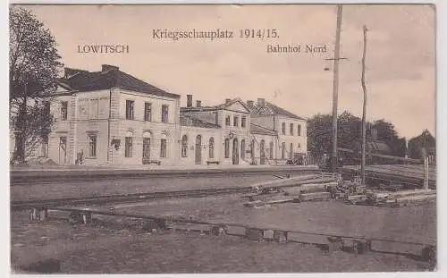 902845 Ak Lowitsch Lowicz - Bahnhof Nord, Kriegsschauplatz 1914/15