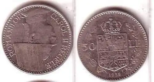 50 Lei Nickel Münze Rumänien 1938