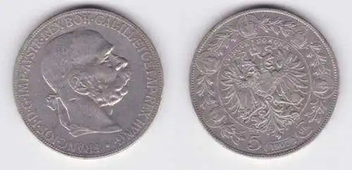 5 Kronen Silber Münze Österreich Kaiser Franz Josef 1907 (155342)