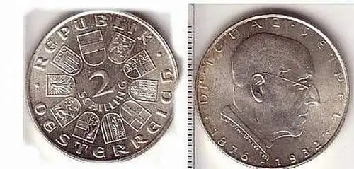 2 Schilling Silber Münze Österreich 1932 Ignaz Seipel