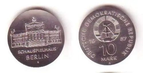 DDR Gedenk Münze 10 Mark Schauspielhaus Berlin 1987 Stempelglanz