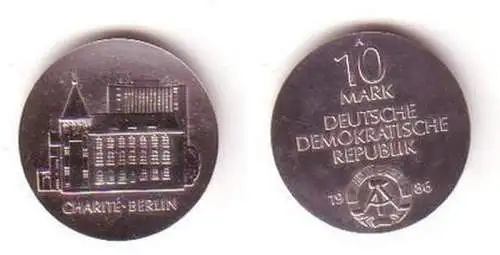 DDR Gedenk Münze 10 Mark Charité Berlin 1986 Stempelglanz