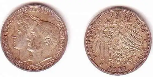 3 Mark Silber Münze Sachsen Weimar Eisenach 1910