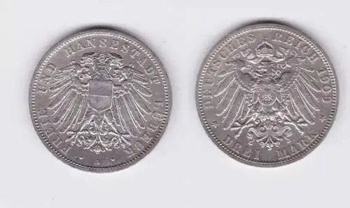 3 Mark Silbermünze Freie und Hansestadt Lübeck 1909 Jäger 82 vz (135373)