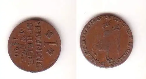 1 Pfennig Kupfer Münze Braunschweig Wolfenbüttel 1820 M.C.