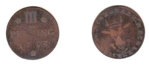 3 Pfennig Kupfer Münze Mecklenburg Schwerin 1755