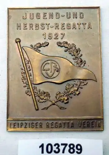 Alte Bronze Plakette Leipziger Regatta Verein Herbst Regatta 1927