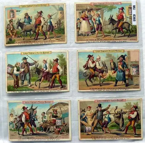 Liebigbilder Serie 206 Die Bauern und der Esel, komplett 1892 (8/100943)