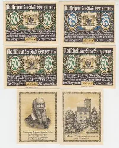 Kompl. Serie mit 6 Banknoten Notgeld Stadt Lenzen an der Elbe um 1922