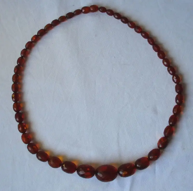 Antike Bernstein Kette Amber Honig Oliven Königsberger Schliff 29 Gramm (125056) 0