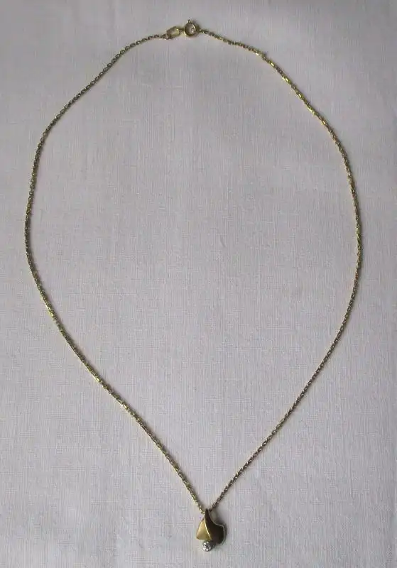 elegante 585er Gold Damen Halskette m. 333er Gold Anhänger Schmuckstein (155705) 0