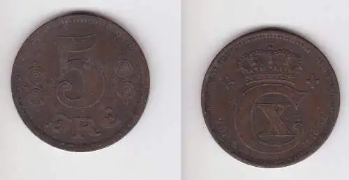 5 Öre Kupfer Münze Dänemark 1916 ss (131523)