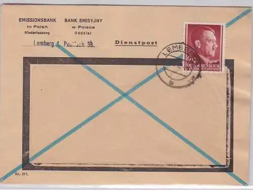 30145 Brief mit Briefmarken Generalgouvernement Emissionsbank Lemberg 1942