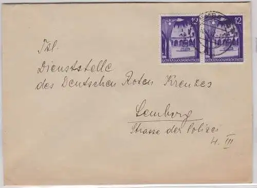 908421 Brief mit Briefmarken Generalgouvernement DRK Lemberg Ukraine 1942