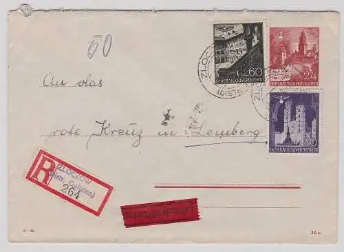 908322 R-Brief mit Briefmarken Generalgouvernement Zloczow Distr. Galizien 1942