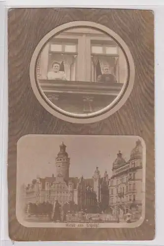 81951 Foto Ak Gruß aus Leipzig Neues Rathaus um 1910