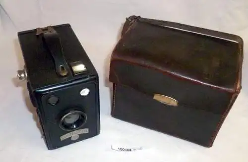 Alte Balda Front-Box Kamera mit Ledertasche um 1930