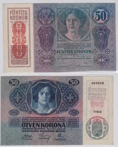 50 Kronen Banknote Österreichisch Ungarische Bank 2.1.1914 Pick 54 (140432)