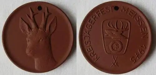 DDR Meissner Porzellan Medaille Kreisjägerfest Meissen 1975 (144933)