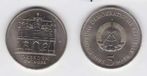 DDR Gedenk Münze 5 Mark Dresden Zwinger 1985 Stempelglanz (136518)