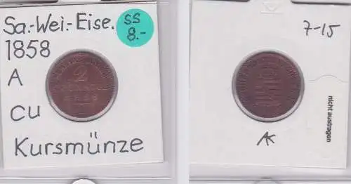 2 Pfennig Kupfer Münze Sachsen-Weimar-Eisenach 1858 A (120509)