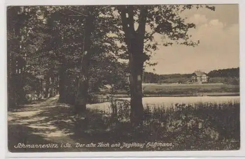 99596 Ak Schmannewitz i. Sa. - Der alte Teich und Jagdhaus Hülsmann 1915