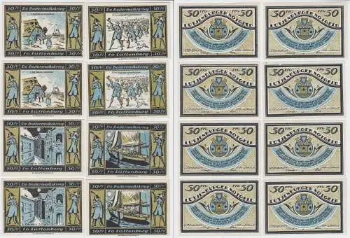 8 x 50 Pfennig Banknote Notgeld Stadt Lütjenburg 1921 (121760)