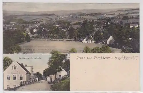 23026 Mehrbild Ak Gruß aus Forchheim in Sachsen Restaurant O.Arnold 1908