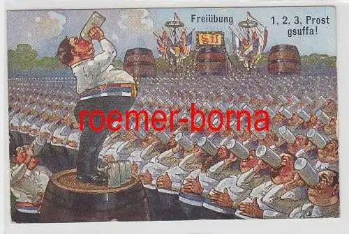 67999 Ak Humor München Freiübung 1,2,3, Prost gsuffa! 1923