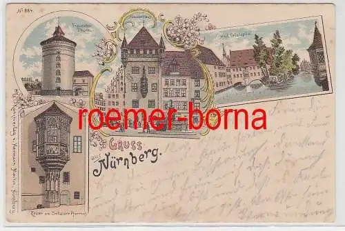 75197 Ak Lithografie Gruss aus Nürnberg Nassauer Haus usw. 1914