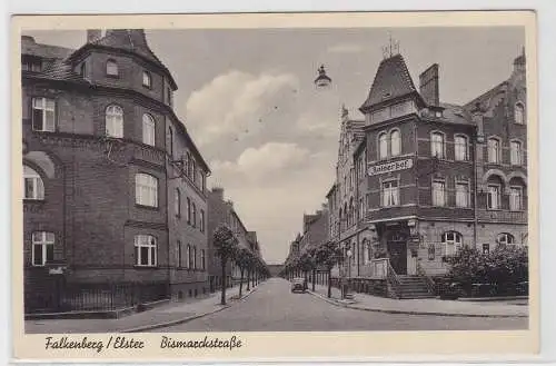 74770 Ak Falkenberg Elster Bismarckstraße mit Restaurant Kaiserhof 1942