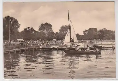 87567 Foto Ak Leipzig-Knauthain - Stausee mit Badegästen um 1950